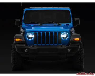 Raxiom Axial Series Clear Lens Black Housing 9" LED Headlights Jeep Wrangler JL | Gladiator JT w/ Factory Halogen Headlights 2018-2024 - J164371