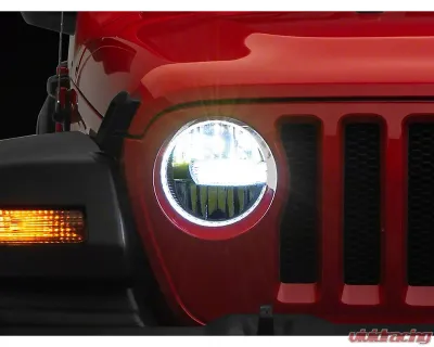 Raxiom Axial Series Clear Lens Black Housing 9" LED Headlights Jeep Wrangler JL | Gladiator JT w/ Factory Halogen Headlights 2018-2024 - J164371