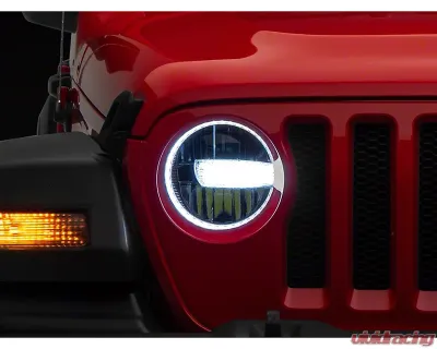 Raxiom Axial Series Clear Lens Black Housing 9" LED Headlights Jeep Wrangler JL | Gladiator JT w/ Factory Halogen Headlights 2018-2024 - J164371