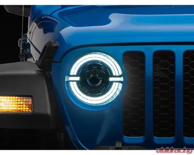Raxiom Axial Series Clear Lens Black Housing 9" Angel Eye LED Headlights Jeep Wrangler JL | Gladiator JT 2018-2024 - J167045