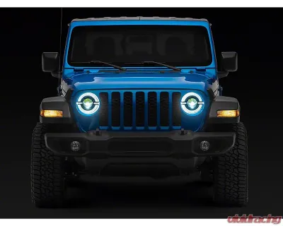 Raxiom Axial Series Clear Lens Black Housing 9" Angel Eye LED Headlights Jeep Wrangler JL | Gladiator JT 2018-2024 - J167045
