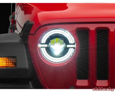 Raxiom Axial Series Clear Lens Black Housing 9" Angel Eye LED Headlights Jeep Wrangler JL | Gladiator JT 2018-2024 - J167045