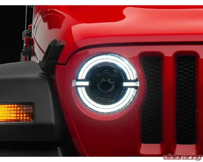 Raxiom Axial Series Clear Lens Black Housing 9" Angel Eye LED Headlights Jeep Wrangler JL | Gladiator JT 2018-2024 - J167045