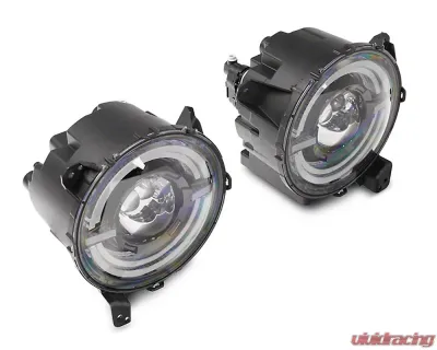 Raxiom Axial Series Clear Lens Black Housing 9" Angel Eye LED Headlights Jeep Wrangler JL | Gladiator JT 2018-2024 - J167045