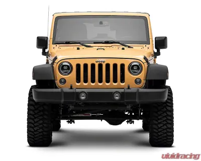 Raxiom Axial Series 7" Clear Lens Black Housing Dragon Eye LED Headlights Jeep Wrangler JK 2007-2018 - J167194