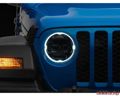 Raxiom Axial Series Clear Lens Black Housing 9" Angel Eye LED Headlights Jeep Wrangler JL | Gladiator JT 2018-2024 - J171705