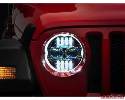 Raxiom Axial Series Clear Lens Black Housing 9" Angel Eye LED Headlights Jeep Wrangler JL | Gladiator JT 2018-2024 - J171705