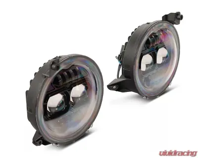 Raxiom Axial Series Clear Lens Black Housing 9" Angel Eye LED Headlights Jeep Wrangler JL | Gladiator JT 2018-2024 - J171705
