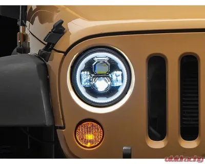 Raxiom Clear Lens Black Housing 7" LED Headlights w/ DRL Turn Signals Jeep Wrangler JK 2007-2018 - J173078