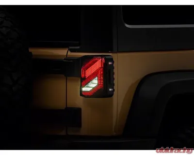 Raxiom Axial Series Smoked Lens Black Housing Trident LED Tail Lights Jeep Wrangler JK 2007-2018 - J173718