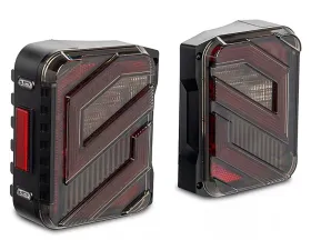 Raxiom Axial Series Clear Lens Black Housing Trident LED Tail Lights Jeep Wrangler JK 2007-2018