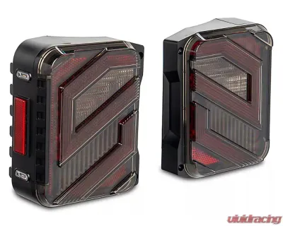 Raxiom Axial Series Clear Lens Black Housing Trident LED Tail Lights Jeep Wrangler JK 2007-2018 - J173719