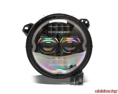 Raxiom Axial Series Clear Lens Black Housing 9" Angel Eye LED Headlights & LED Fog Lights Jeep Wrangler JL | Gladiator JT 2018-2024 - J177416