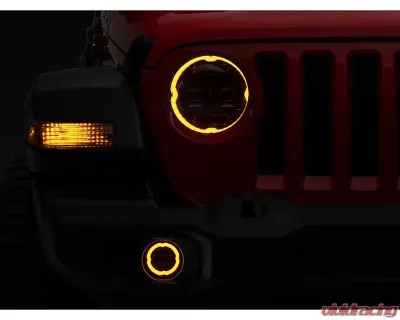 Raxiom Axial Series Clear Lens Black Housing 9" Angel Eye LED Headlights & LED Fog Lights Jeep Wrangler JL | Gladiator JT 2018-2024 - J177416