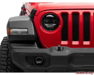 Raxiom Axial Series Clear Lens Black Housing 9" Angel Eye LED Headlights & LED Fog Lights Jeep Wrangler JL | Gladiator JT 2018-2024 - J177416