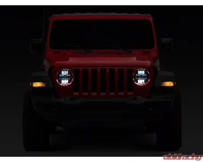 Raxiom Axial Series Clear Lens Black Housing 9" Angel Eye LED Headlights & LED Fog Lights Jeep Wrangler JL | Gladiator JT 2018-2024 - J177416