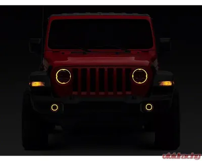 Raxiom Axial Series Clear Lens Black Housing 9" Angel Eye LED Headlights & LED Fog Lights Jeep Wrangler JL | Gladiator JT 2018-2024 - J177416