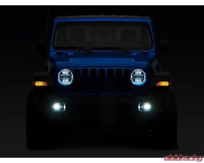 Raxiom Axial Series Clear Lens Black Housing 9" Angel Eye LED Headlights & LED Fog Lights Jeep Wrangler JL | Gladiator JT 2018-2024 - J177416
