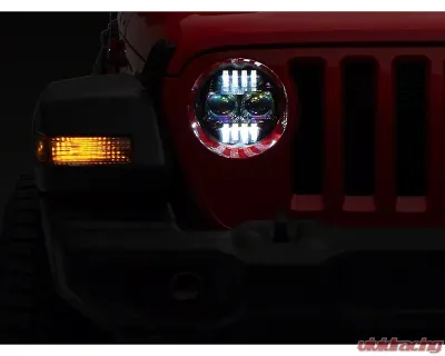 Raxiom Axial Series Clear Lens Black Housing 9" Angel Eye LED Headlights & LED Fog Lights Jeep Wrangler JL | Gladiator JT 2018-2024 - J177416