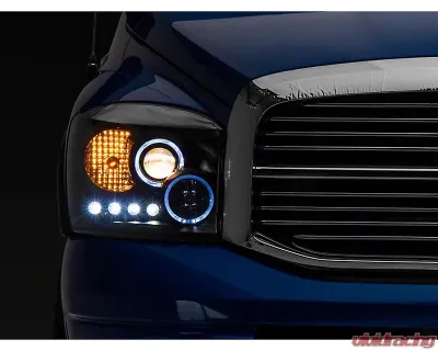 Raxiom Clear Lens Black Housing LED Halo Projector Headlights Dodge Ram 1500 2006-2008 - R110149