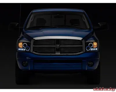 Raxiom Clear Lens Black Housing LED Halo Projector Headlights Dodge Ram 1500 2006-2008 - R110149