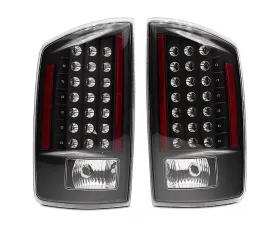 Raxiom Clear Lens Black Housing LED Tail Lights Dodge Ram 1500 2007-2008