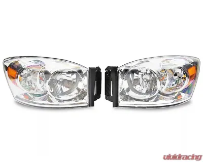 Raxiom Axial Series Chrome Housing Clear Lens OEM Style Replacement Headlights Dodge Ram 1500 | 2500 | 3500 2006-2009 - R118012