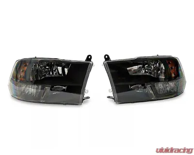 Raxiom Axial Series Clear Lens Black Housing Euro Style Headlights w/ Dual Bulb Ram 1500 | 2500 | 3500 w/ Factory Halogen Non-Projector Headlights 2009-2018 - R118016