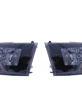 Raxiom Axial Series Clear Lens Black Housing Euro Style Headlights w/ Single Bulb Ram 1500 | 2500 | 3500 w/ Factory Halogen Non-Projector Headlights 2009-2018                                     - R118017 - Image 2