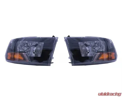 Raxiom Axial Series Clear Lens Black Housing Euro Style Headlights w/ Single Bulb Ram 1500 | 2500 | 3500 w/ Factory Halogen Non-Projector Headlights 2009-2018 - R118017
