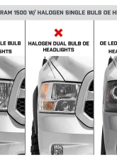 Raxiom Axial Series Smoked Lens Chrome Housing OEM Style Replacement Headlights w/ Single Bulb Ram 1500 | 2500 | 3500 w/ Factory Halogen Non-Projector Headlights 2009-2018                                     - R118019 - Image 6