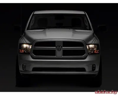 Raxiom Axial Series Smoked Lens Chrome Housing OEM Style Replacement Headlights w/ Single Bulb Ram 1500 | 2500 | 3500 w/ Factory Halogen Non-Projector Headlights 2009-2018 - R118019