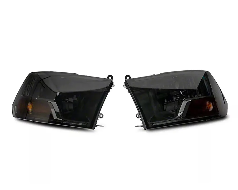 Raxiom Axial Series Smoked Lens Chrome Housing OEM Style Replacement Headlights w/ Single Bulb Ram 1500 | 2500 | 3500 w/ Factory Halogen Non-Projector Headlights 2009-2018 - R118019