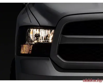 Raxiom Axial Series Smoked Lens Chrome Housing OEM Style Replacement Headlights w/ Dual Bulb Ram 1500 | 2500 | 3500 w/ Factory Halogen Non-Projector Headlights 2009-2018 - R118021