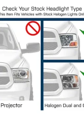Raxiom Axial Series Clear Lens Black Housing Euro Style Headlights w/ Dual Bulb Ram 1500 | 2500 | 3500 w/ Factory Halogen Non-Projector Headlights 2009-2018                                     - R118016 - Image 6