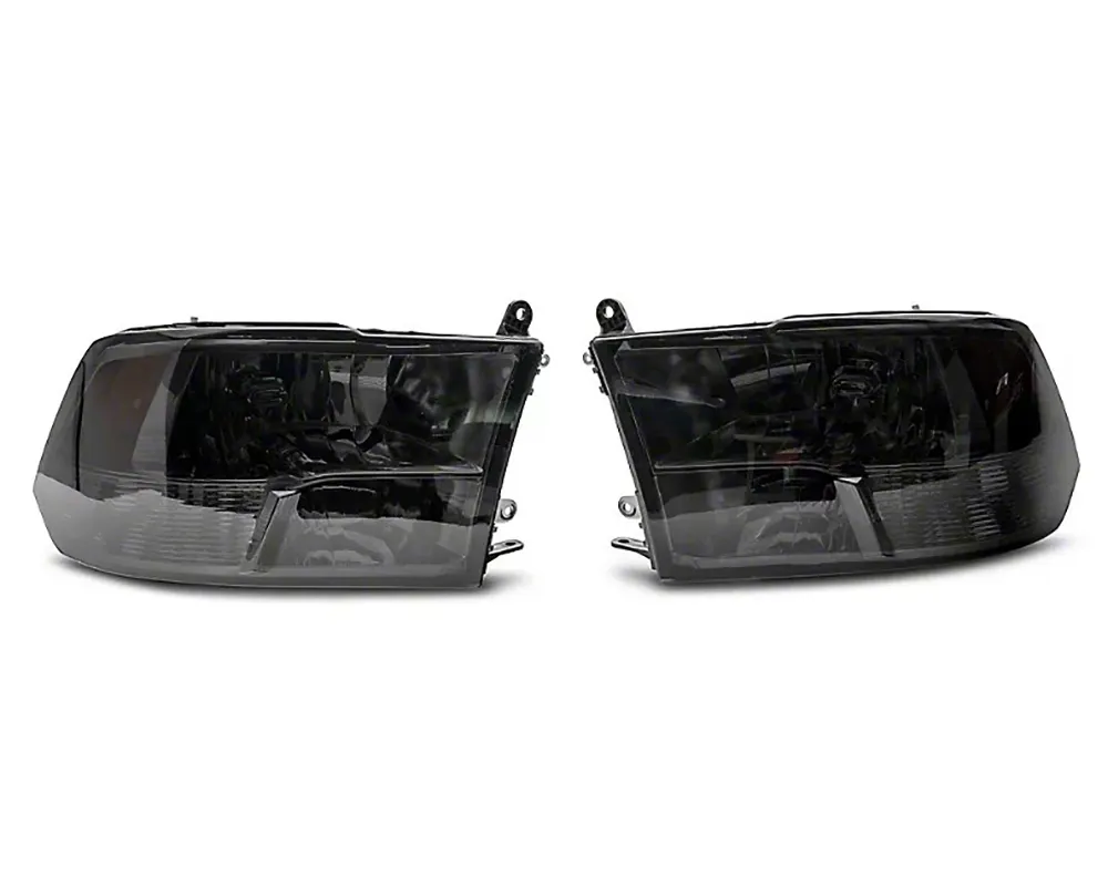 Raxiom Axial Series Smoked Lens Chrome Housing OEM Style Replacement Headlights w/ Dual Bulb Ram 1500 | 2500 | 3500 w/ Factory Halogen Non-Projector Headlights 2009-2018 - R118021