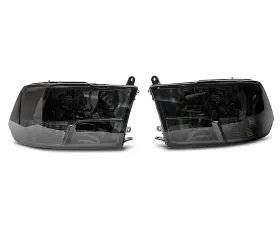 Raxiom Axial Series Smoked Lens Chrome Housing OEM Style Replacement Headlights w/ Dual Bulb Ram 1500 | 2500 | 3500 w/ Factory Halogen Non-Projector Headlights 2009-2018