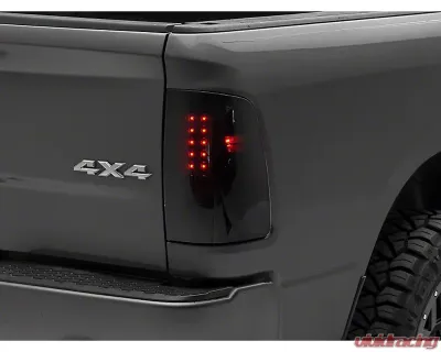 Raxiom Axial Series Smoked Lens Black Housing LED Tail Lights Ram 1500 | 2500 | 3500 w/ Factory Halogen Tail Lights 2009-2018 - R131283
