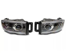 Raxiom Axial Series Clear Lens Black Housing LED Projector Headlights Dodge Ram 1500 | 2500 | 3500 2002-2005