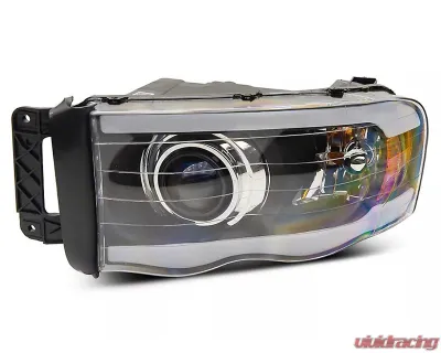 Raxiom Axial Series Clear Lens Black Housing LED Projector Headlights w/ Sequential LED Bar Dodge Ram 1500 | 2500 | 3500 2002-2005 - R131478