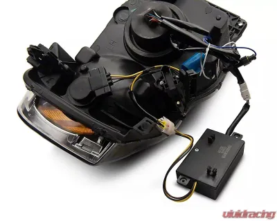 Raxiom Axial Series Clear Lens Black Housing LED Projector Headlights w/ Sequential LED Bar Dodge Ram 1500 | 2500 | 3500 2002-2005 - R131478