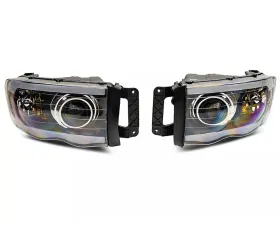 Raxiom Axial Series Clear Lens Black Housing LED Projector Headlights w/ Sequential LED Bar Dodge Ram 1500 | 2500 | 3500 2002-2005