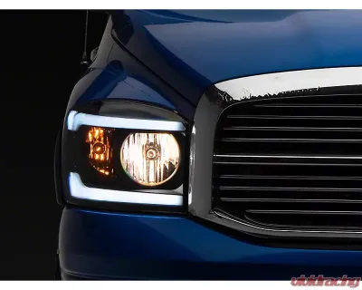 Raxiom Clear Lens Black Housing Axial Series Headlights w/ Sequential LED Bar Dodge Ram 1500 | 2500 | 3500 2006-2009 - R131480