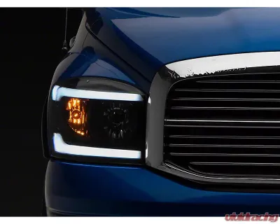 Raxiom Clear Lens Black Housing Axial Series Headlights w/ Sequential LED Bar Dodge Ram 1500 | 2500 | 3500 2006-2009 - R131480