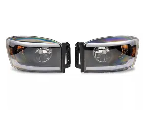 Raxiom Clear Lens Black Housing Axial Series Headlights w/ Sequential LED Bar Dodge Ram 1500 | 2500 | 3500 2006-2009