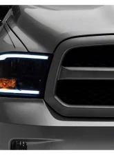 Raxiom Axial Series Clear Lens Black Housing Headlights w/ LED Bar Ram 1500 | 2500 | 3500 w/ Factory Halogen Non-Projector Headlights 2009-2018                                     - R131481 - Image 7