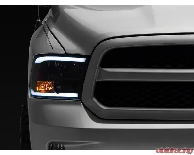 Raxiom Axial Series Clear Lens Black Housing Headlights w/ Sequential LED Bar Ram 1500 | 2500 | 3500 w/ Factory Halogen Non-Projector Headlights 2009-2018 - R131482