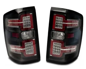 Raxiom Clear Lens Black Housing LED Tail Lights w/ Sequential Turn Signals Chevrolet Silverado 1500 w/ Factory Halogen Tail Lights 2014-2018
