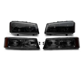 Raxiom Axial Series Smoked Lens Chrome Housing OEM Style Replacement Headlights Chevrolet Sivlerado 1500 2003-2006