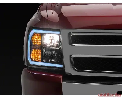 Raxiom Axial Series Clear Lens Black Housing Headlights w/ LED Bar Chevrolet Silverado 1500 2007-2013 - S138003